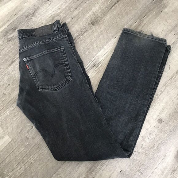 Levi's 511 Jeans Mens Size 29x29 Skinny Red Tag Soft Black Denim Distressed - Picture 3 of 8